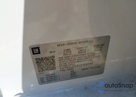 2018 GMC Sierra 1500 из США, поврежденный, VIN 1GTR1LEC9JZ328359